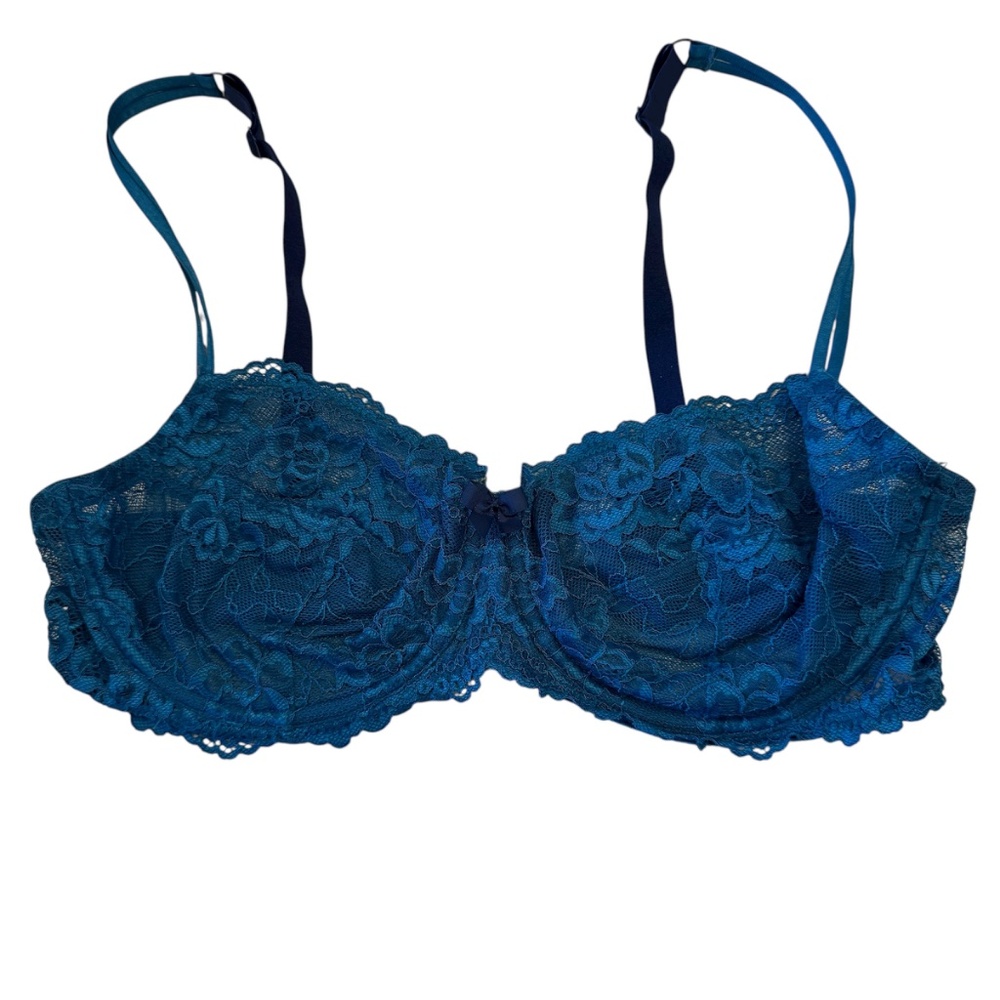 Women's Gilligan & O'Malley 38D  aqua blue‎ lace sheer bra
